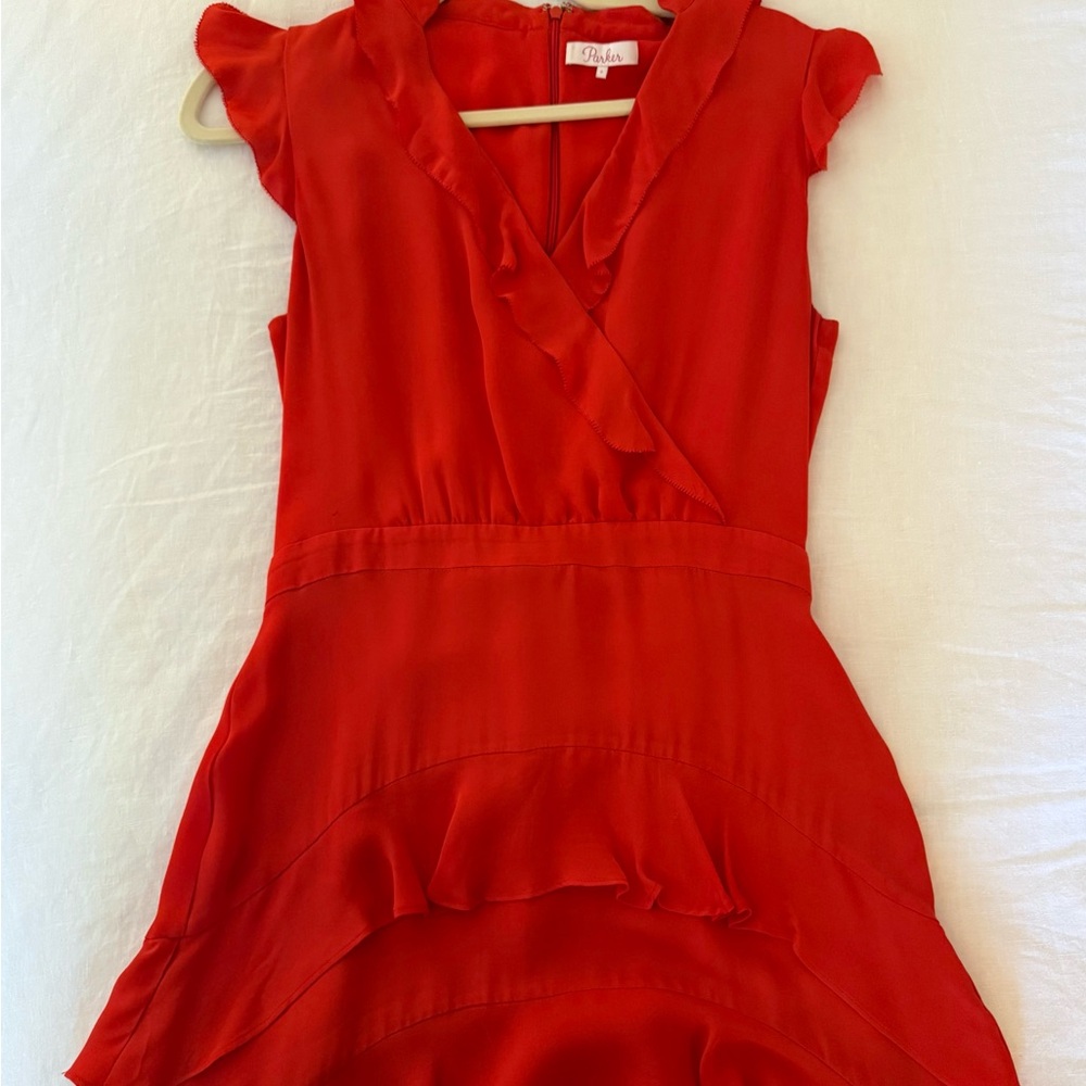 Parker Red Ruffled Dress